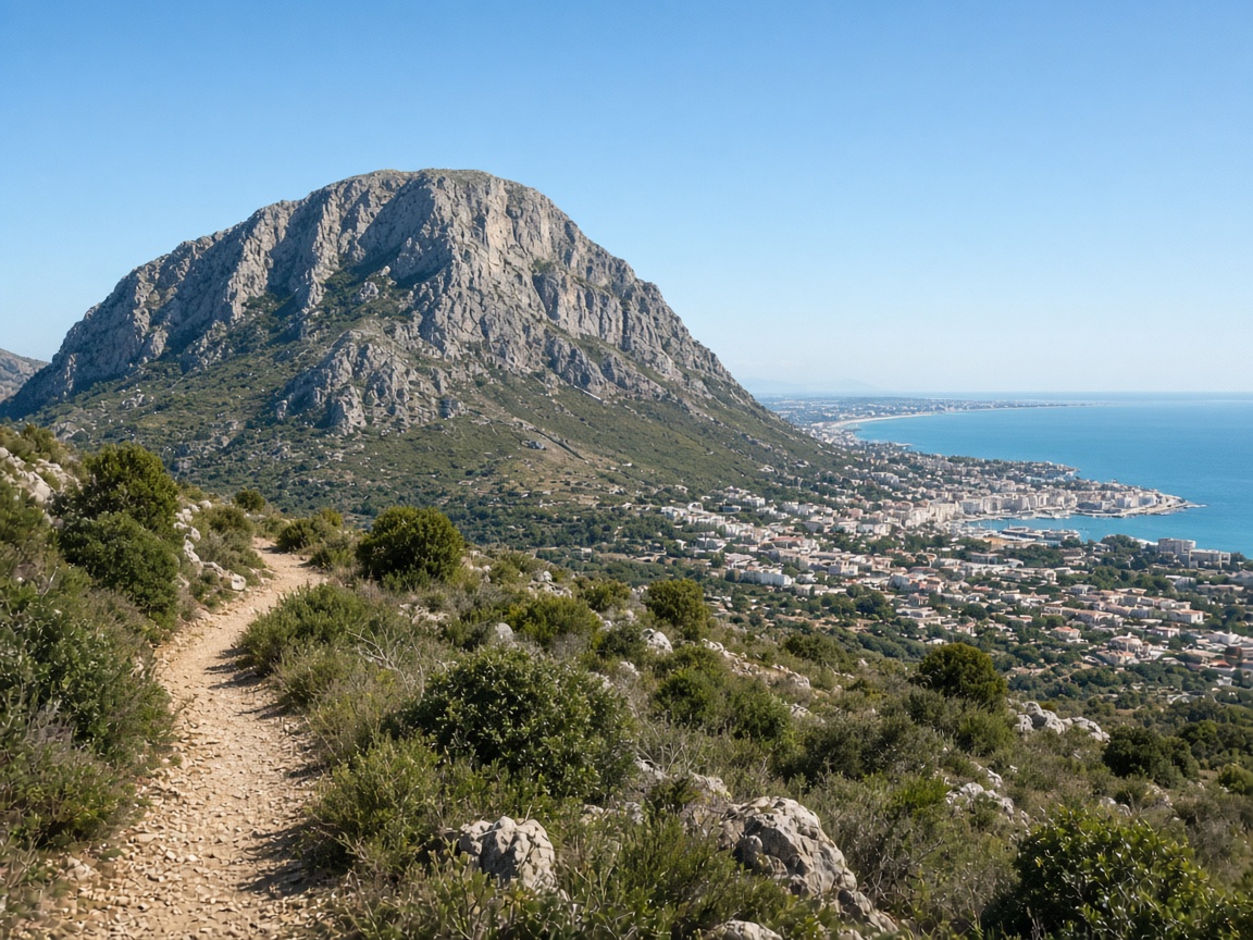 Sentiero del Montg&oacute; con vista su D&eacute;nia e il mare